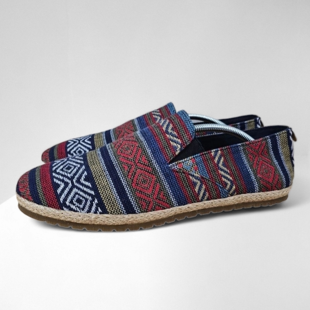 Patara Loafers Chiang Mai Seeker Slip On Mens Shoes Multi Stripe Cotton Size 12